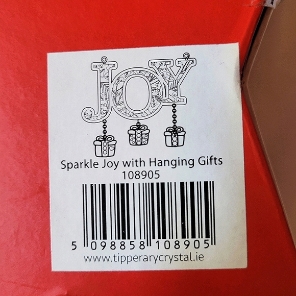 Tipperary Crystal 🎄 JOY Photo Frame Christmas Ornament w/ Hanging Gift Charms! - Picture 8 of 9